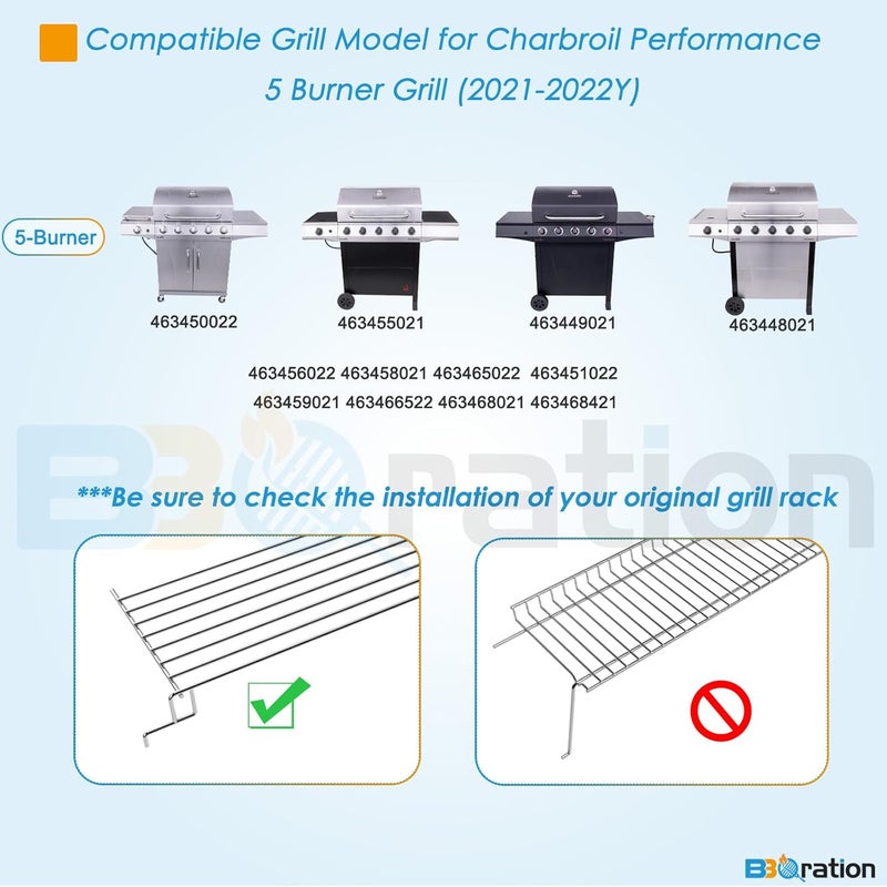 BBQration Warming Rack Grill Parts for Charbroil Performance 5 Burner 463448021 463450022 463455021 463449021 463458021, G429-0001-W1 Grill Swing Away Grid for Charbroil Grill Replacement Parts - Image 2